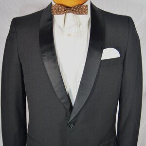 Vintage 50s 60s Black Dinner Jacket Blazer SHAWL COLLAR Tuxedo Coat Small